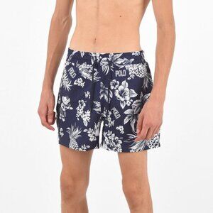 Polo Ralph Lauren Blue Bear-Floral Hawaiian Swim Shorts